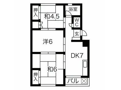 BLUE ROSE咲(3DK/4階)の間取り写真