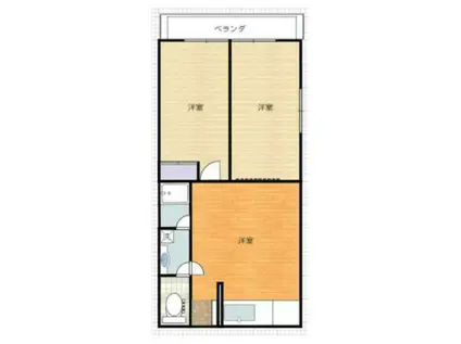 シティーハイツ(2LDK/2階)の間取り写真