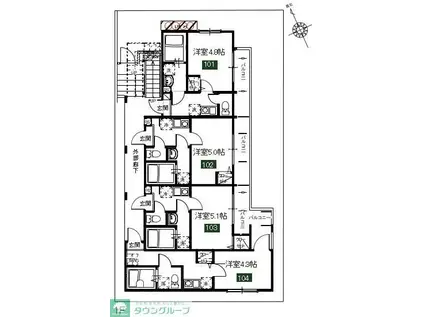 メルディア東大宮III(1K/3階)の間取り写真