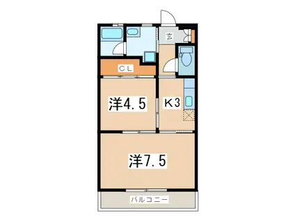 ブレーンハイム柴山(2K/2階)の間取り写真