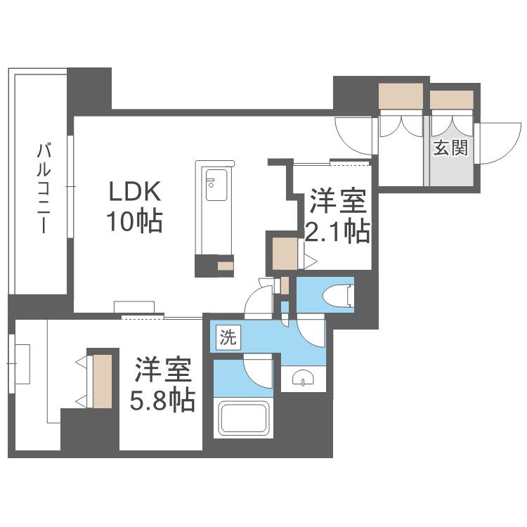 アーバネックス天満橋FRONT(2LDK/4階)の間取り写真