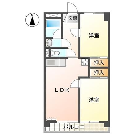 レジデンスカントリー(2LDK/4階)の間取り写真