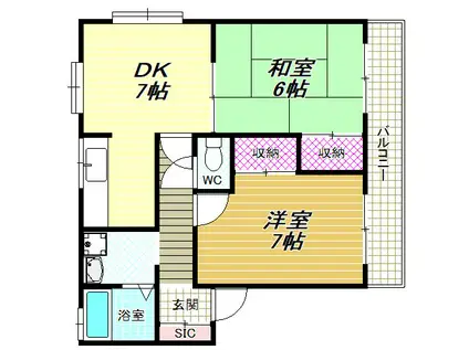 シェーン・ヴィラ(2DK/1階)の間取り写真