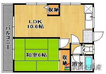 ハウス富士(1LDK/2階)の間取り写真