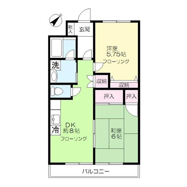 サンモールホンマ(2DK/3階)の間取り写真
