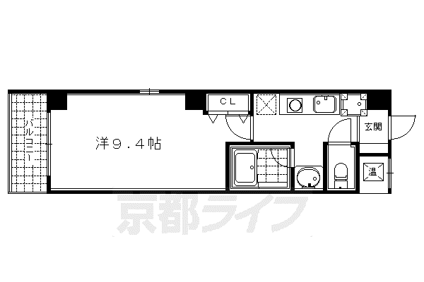 フジテラス東山三条(1K/1階)の間取り写真