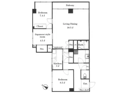 ドミール五番町(3LDK/11階)の間取り写真