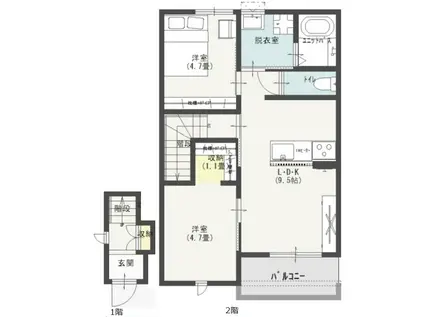 L-BASE本庄(2LDK/2階)の間取り写真