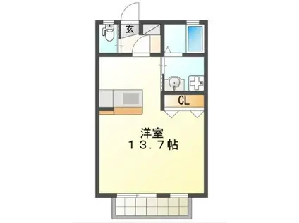 サンパティーク・トキワ(ワンルーム/2階)の間取り写真