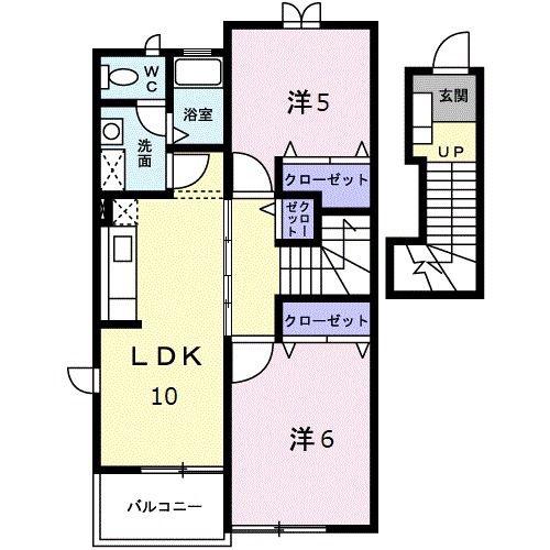 ラフィネ花瀬四番館(2LDK/2階)の間取り写真