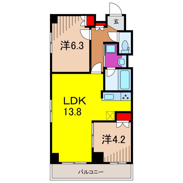 メトロステージ亀有(2LDK/3階)の間取り写真