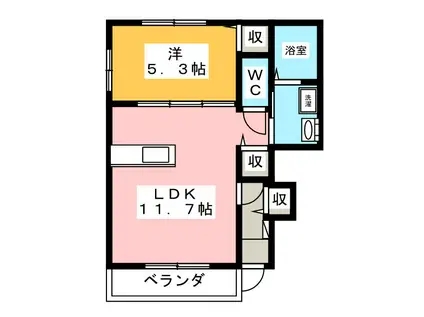 PEACE(1LDK/1階)の間取り写真