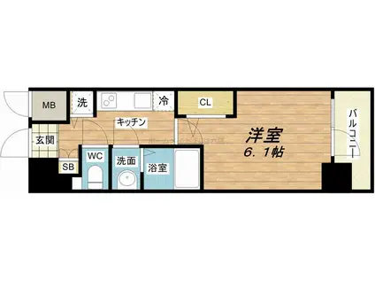 エスリード松屋町サウス(1K/10階)の間取り写真