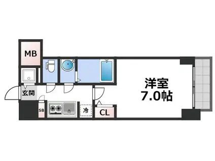 S-RESIDENCE難波BRILLER(1K/14階)の間取り写真