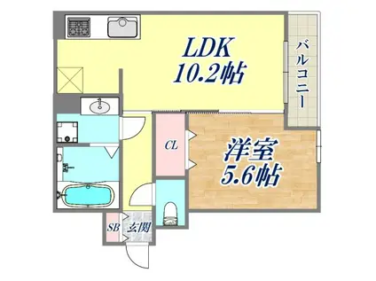 GLANSPICA(1LDK/2階)の間取り写真