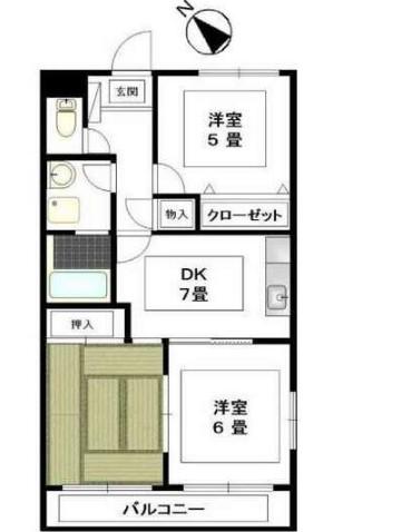 ハピネス細米(3DK/3階)の間取り写真