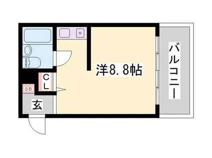 ヴィラフォーシーズン(ワンルーム/2階)の間取り写真