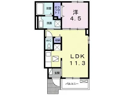 ブルーベリー(1LDK/1階)の間取り写真