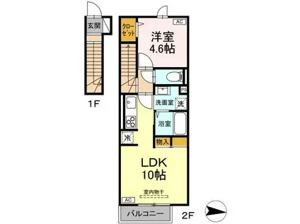 REKORA(1LDK/2階)の間取り写真