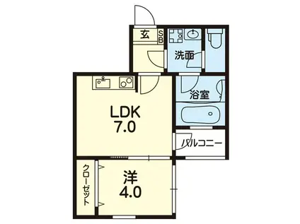 PRIMAVERA九品寺(1LDK/4階)の間取り写真