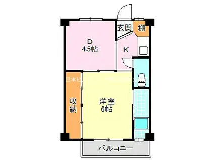 ビレッジハウス木戸 4号棟(2K/3階)の間取り写真
