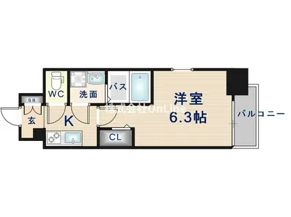 フォーリアライズ大阪ミッテ(1K/9階)の間取り写真