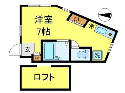 ルーヘン壱番館(ワンルーム/2階)の間取り写真