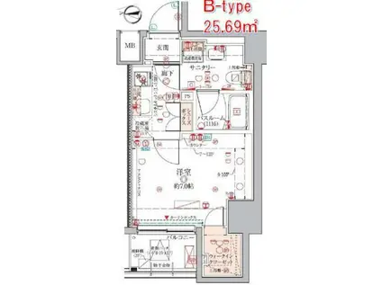 クレヴィスタ練馬桜台III(1K/11階)の間取り写真