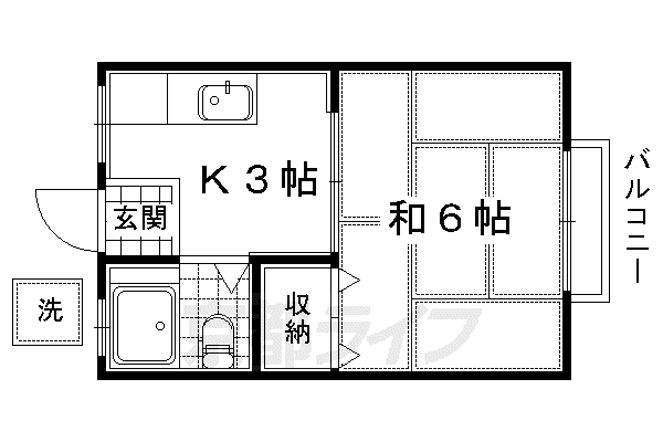 ループ芹川A棟(1K/2階)の間取り写真