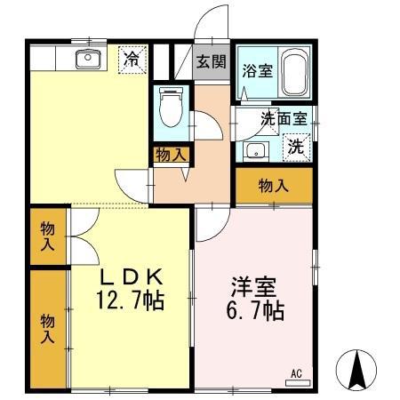 アモロッソS&S(1LDK/1階)の間取り写真