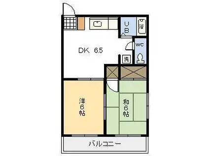 コーポ城丸(2DK/1階)の間取り写真