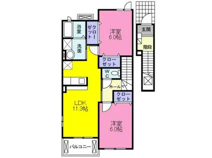 カーサプラシード A(2LDK/2階)の間取り写真