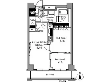 パークアクシス秋葉原(2LDK/7階)の間取り写真