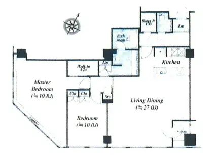 平河町森タワーレジデンス(2LDK/18階)の間取り写真