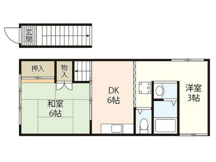 己斐本町(2DK/2階)の間取り写真