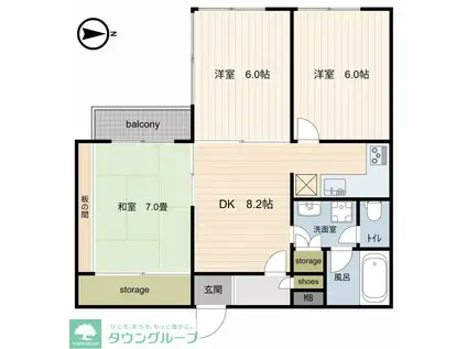 ロータリーライフ与野(3DK/3階)の間取り写真