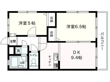 リバーサイドハタノ(2DK/3階)の間取り写真