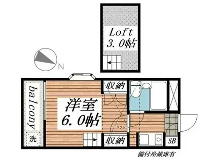 ジュネパレス市川第24-A(1K/2階)の間取り写真