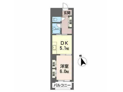 メゾンブランシュ(1DK/3階)の間取り写真