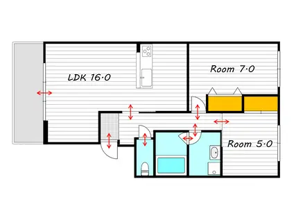 コートラベンダー北長瀬(2LDK/2階)の間取り写真