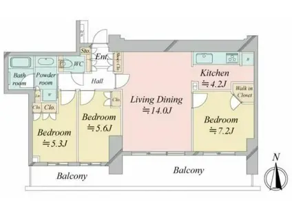 プレミスト浜松中央タワー(3LDK/12階)の間取り写真