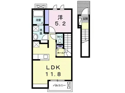 ヴィラ フォレスト・ベリーIII(1LDK/2階)の間取り写真