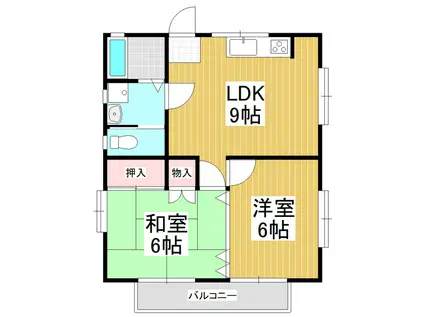 ハイツOHBAYASHI(2LDK/2階)の間取り写真