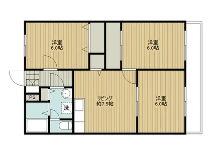 コーポ安部 I(3DK/2階)の間取り写真