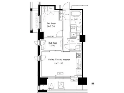 パークアクシス西船橋本郷町(2LDK/4階)の間取り写真