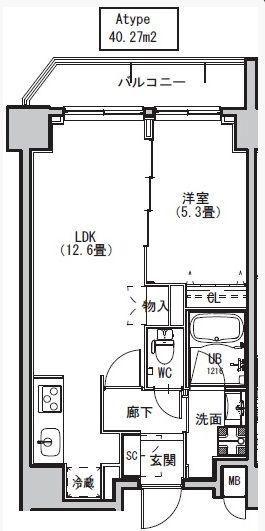 S-RESIDENCE両国AVENUE(1LDK/9階)の間取り写真