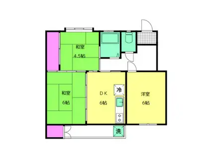鈴が台団地H棟(3DK/2階)の間取り写真