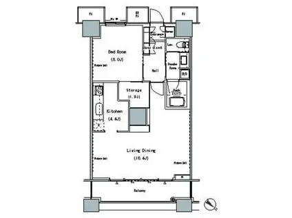 ザ 東京タワーズ ミッドタワー(1LDK/7階)の間取り写真