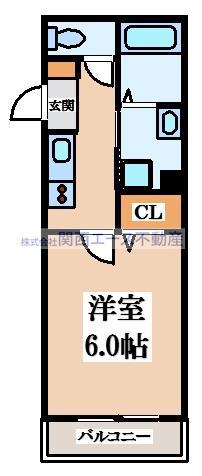 ロータリーマンション鴻池倶楽部(1K/2階)の間取り写真