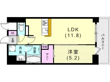 D-1兵庫(1LDK/7階)の間取り写真